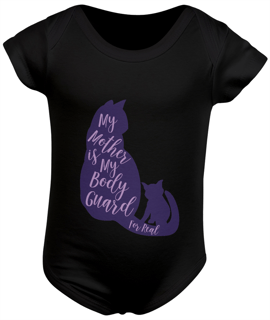 Nome do produto Body Infantil Estampa Gato Frase My Mother is My Body Guard for Real
