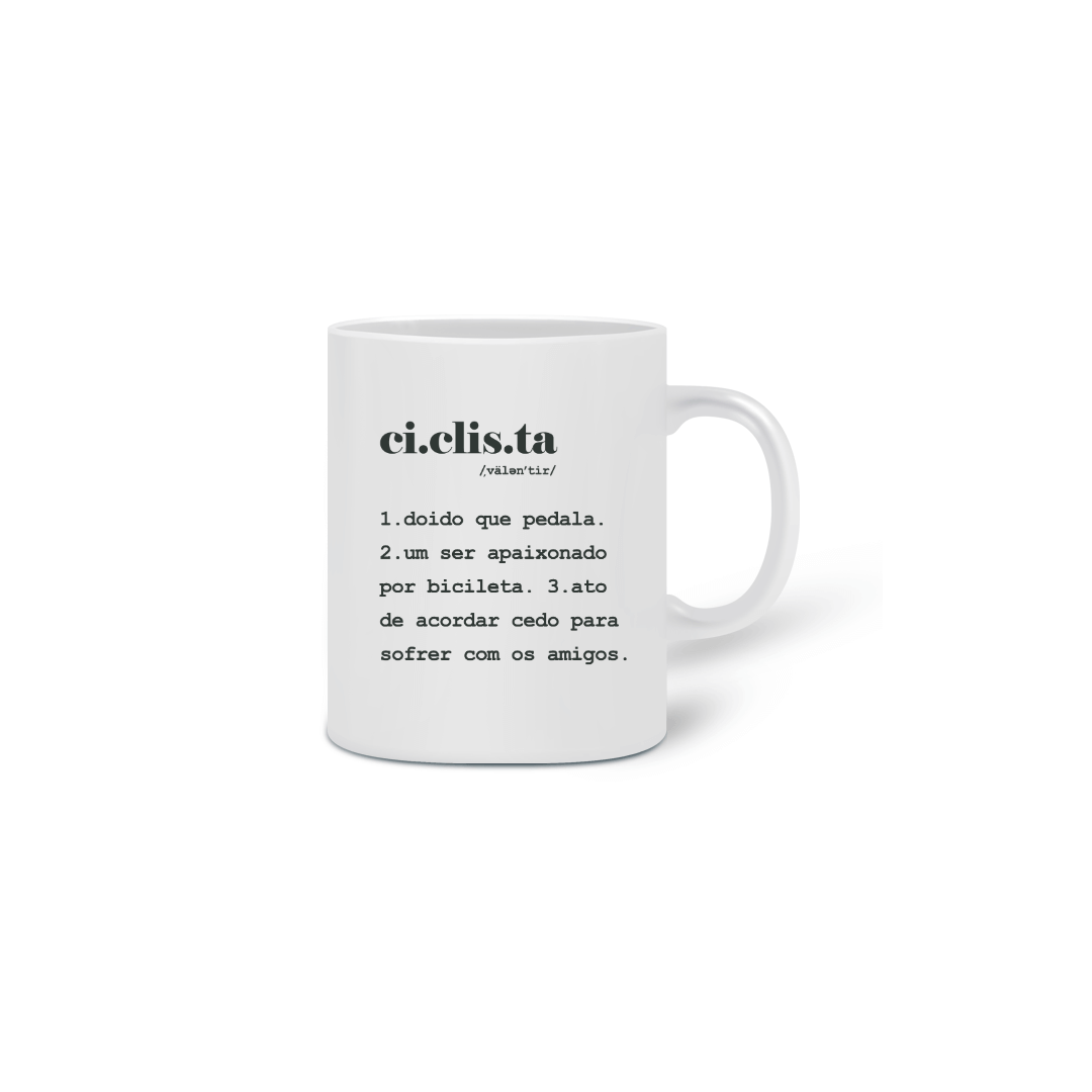 Caneca de Cerâmica Branca Definição de Ciclista