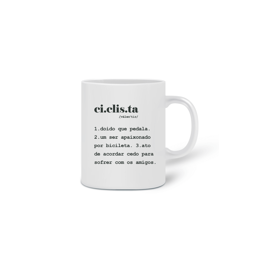 Nome do produto: Caneca de Cerâmica Branca Definição de Ciclista