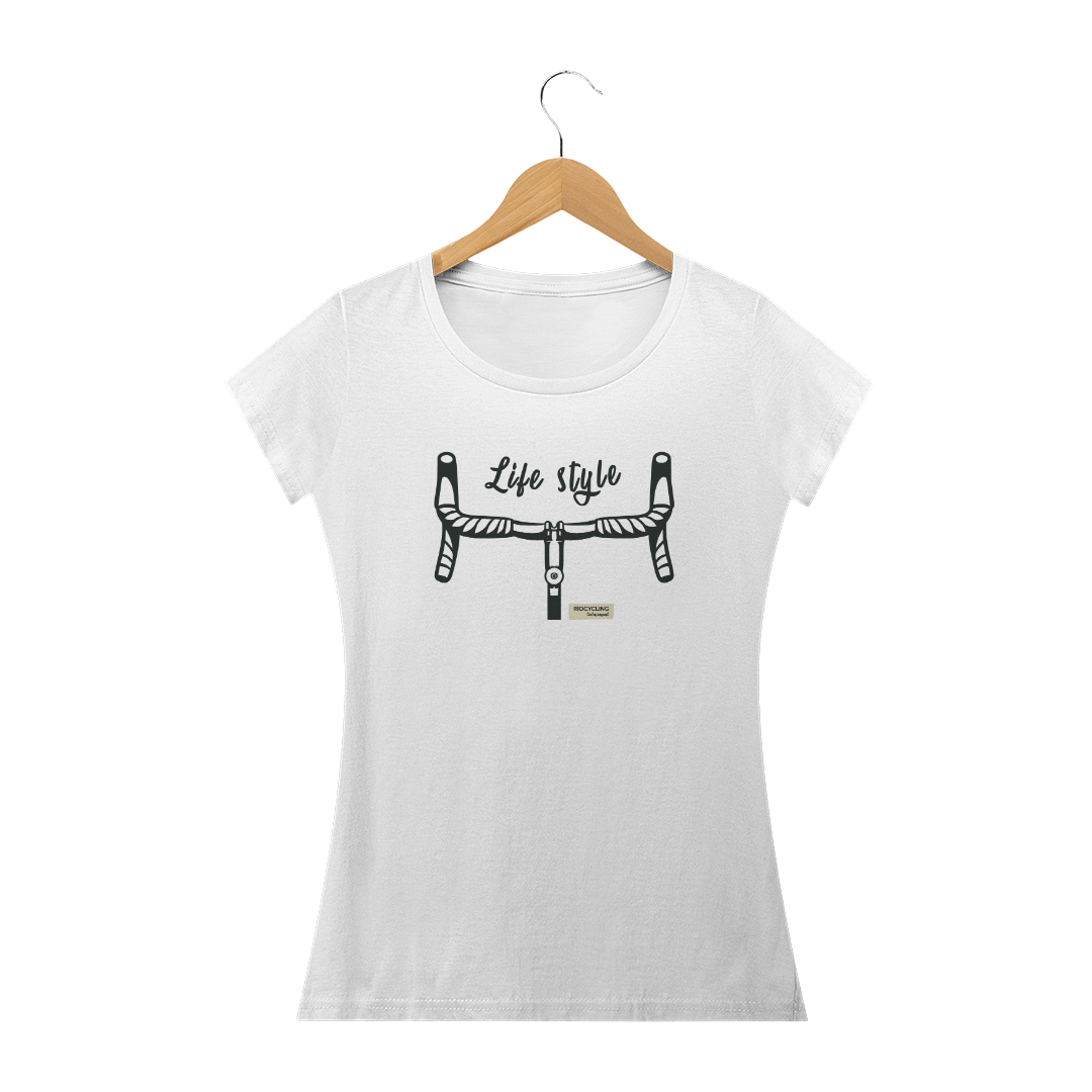 Camiseta Feminina Branca Bike LifeStyle em preto