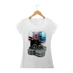 Nome do produtoBaby Look Drummer Skull - branca, vermelha, amarela.