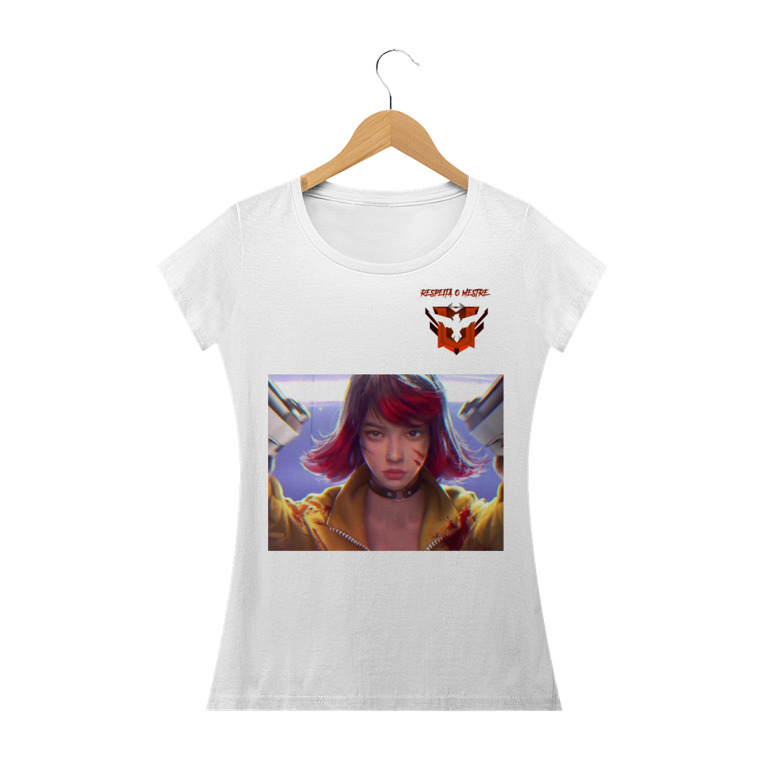 Camiseta Camisa Free Fire Feminina Kelly Respeita o Mestre 