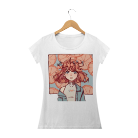 Camisa menina arco e fundo laranja