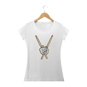 Camiseta feminina Mãos e baquetas