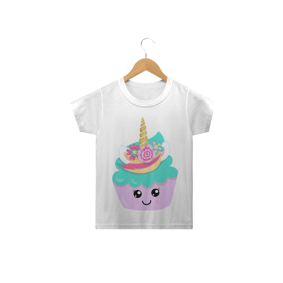 Camiseta infantil Cup Cake Unicórnio