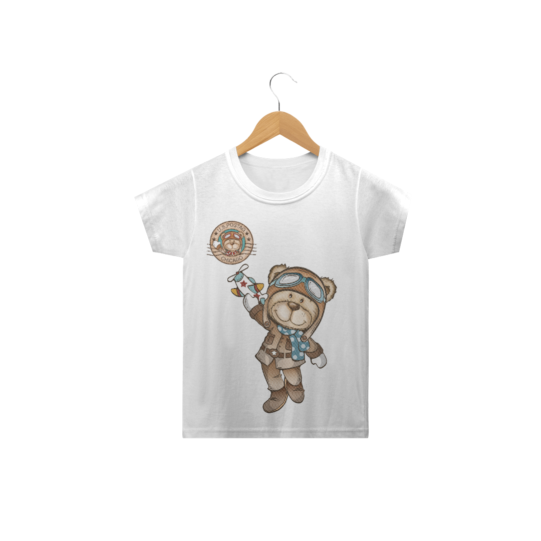 Nome do produto: Camiseta infantil Urso Aviador 