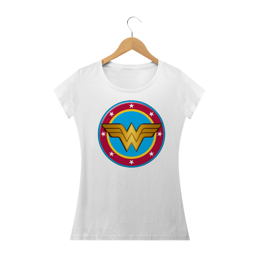 Nome do produto: Camiseta emblema Mulher maravilha 