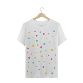 Nome do produto  camiseta básica com bolinhas coloridas