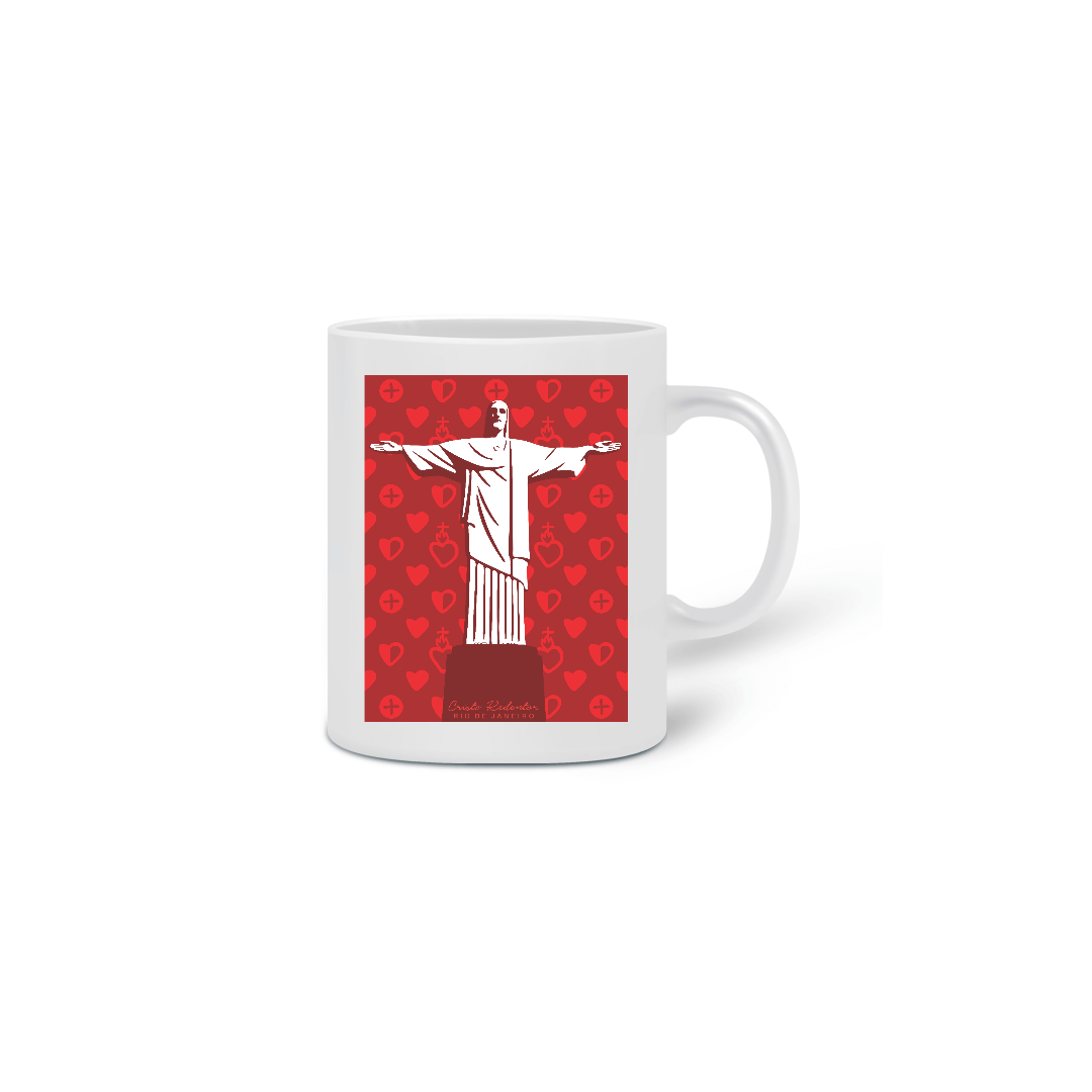 Caneca Cristo Redentor Sagrado Coração vermelho