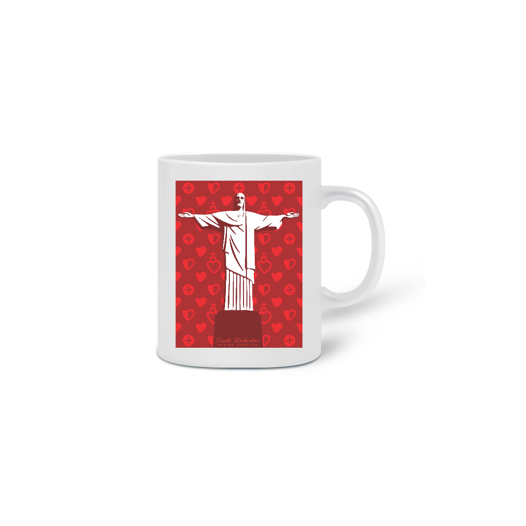 Nome do produto: Caneca Cristo Redentor Sagrado Coração vermelho