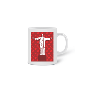 Caneca Cristo Redentor Sagrado Coração vermelho