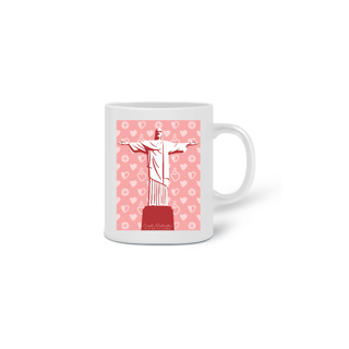 Caneca Cristo Redentor Sagrado Coração rosa