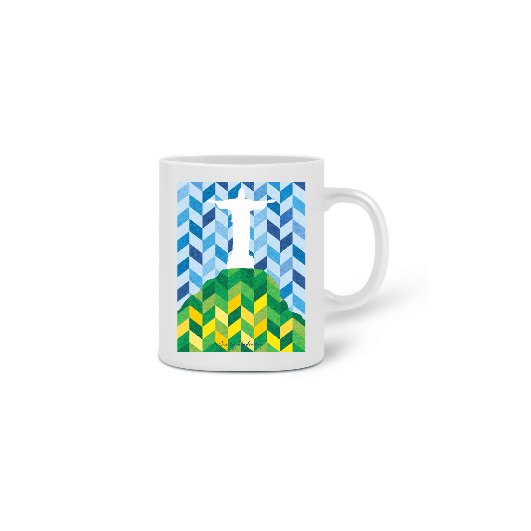 Caneca Cristo Redentor polígonos