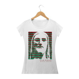 Camiseta Feminina Cristo Redentor verde e grená