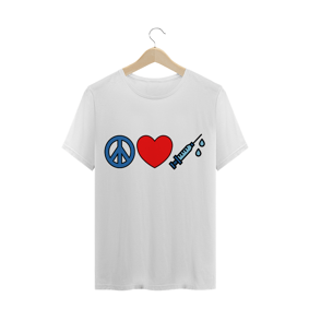 Camiseta Paz, Amor, Vacina (diversos)