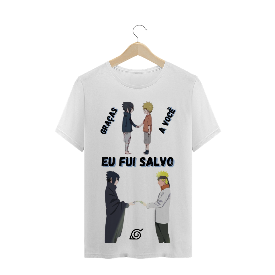 CAMISA NARUTO E SASUKE - EU FUI SALVO (BRANCA) Nome do produto: CAMISA NARUTO E SASUKE - EU FUI SALVO (BRANCA)