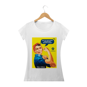 Camisa Ellen White empoderada baby look feminina