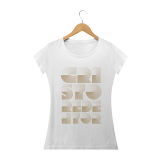 Camiseta Feminina Cristo Redentor radial dourado