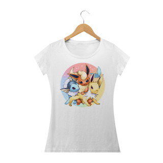 CAMISETA FEMININA POKEMON - EVOLUÇÃO EEVEE