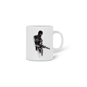 Caneca Branca - Homem Segurando AK-47 