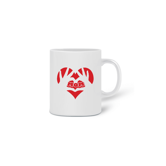 Caneca Cerâmica Estampa Coração Mom
