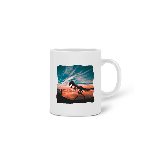 Caneca Cerâmica Estampa Passeando com Dinossauro
