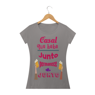 Nome do produto Camiseta Baby Long Quality Estampa Frase Casal que bebe junto permanece junto