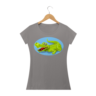 Nome do produto Camiseta Baby Long Feminina Quality Estampa Jacaré Sorrindo