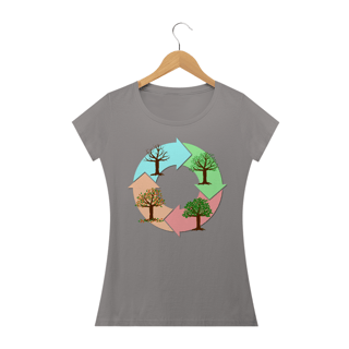 Nome do produto Camiseta Baby Long Quality Feminina Estampa Ciclo de vida das árvores