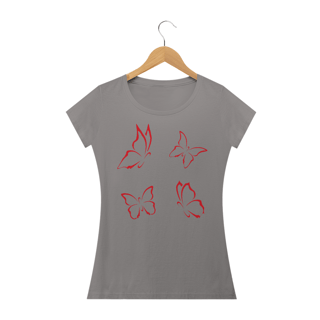 Nome do produto Camiseta Baby Long Quality Estampa Desenho com 4 Borboletas