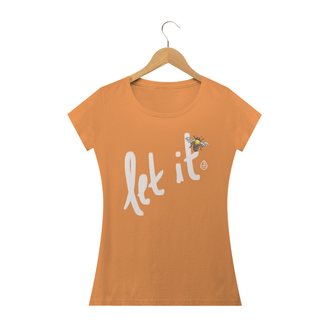 Camisa Let It Bee Baby Look Estonada Laranja/Amarela