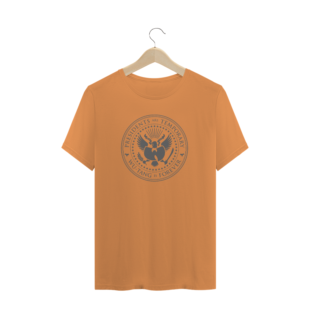 Nome do produto: Camiseta de Malha ESTONADA Pré-Lavada Wu Tang Clan Presidents Are Temporary Laranja