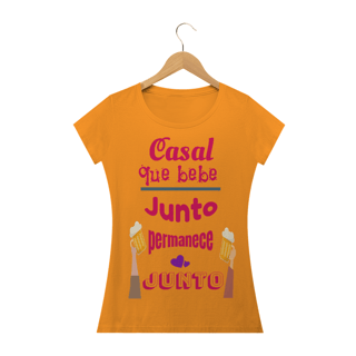Nome do produto Camiseta Baby Long Quality Estampa Frase Casal que bebe junto permanece junto