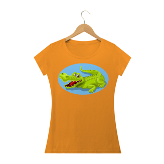Nome do produto Camiseta Baby Long Feminina Quality Estampa Jacaré Sorrindo