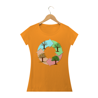 Nome do produto Camiseta Baby Long Quality Feminina Estampa Ciclo de vida das árvores