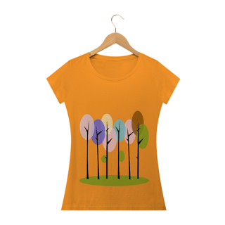 Nome do produto Camiseta Baby Long Quality Feminina Estampa Desenho Árvores Coloridas