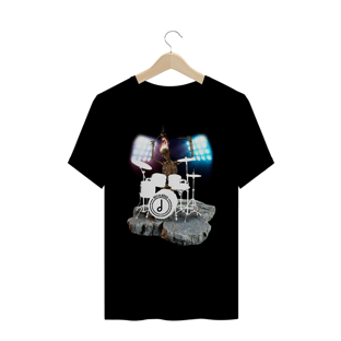Nome do produto Camiseta Drummer Skull - preta, azul royal.