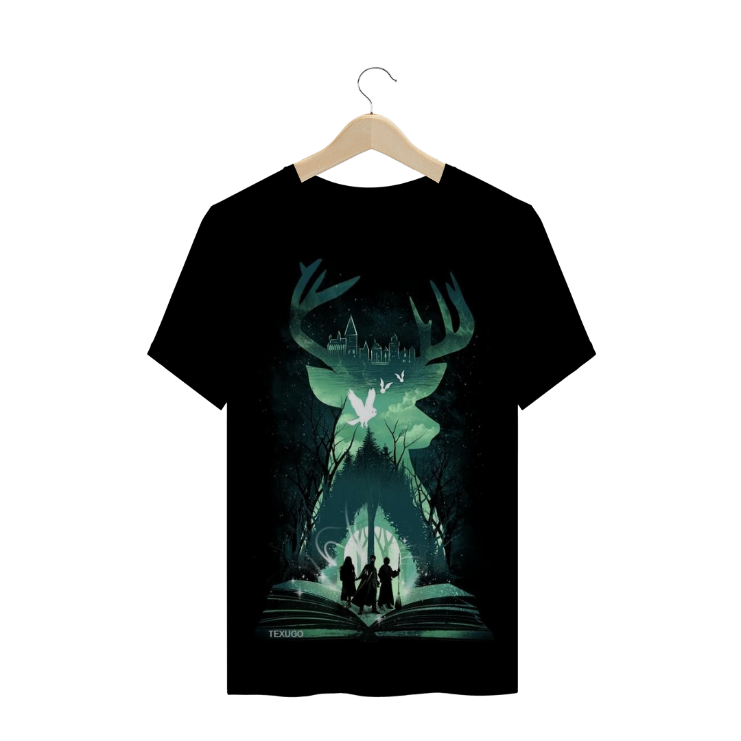 CAMISETA HARRY POTER,CERVO,RELÍQUIAS DA MORTE