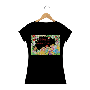 Nome do produtocamiseta feminina Princesas e seus Pets