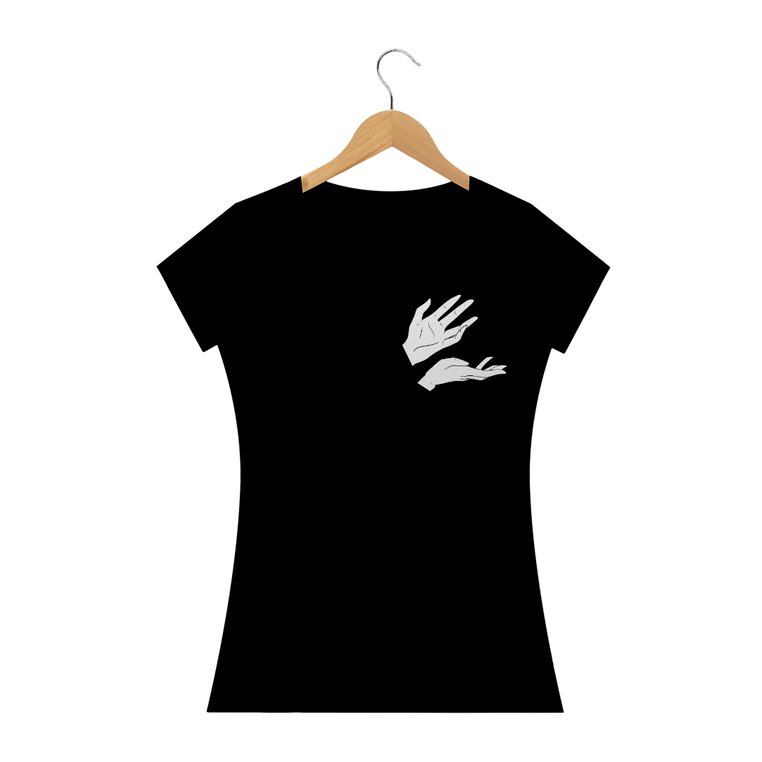 Camiseta preta feminina ''Mãos em libras''