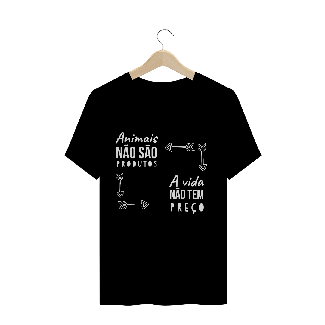 Nome do produto: Camiseta Vegana - Animais não são produtos, a vida não tem preço