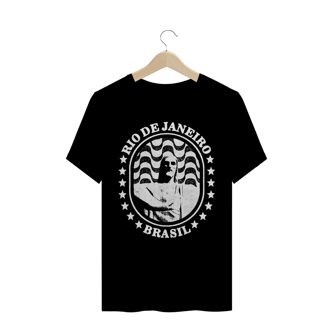 Nome do produto: Camiseta Masculina Cristo Redentor calçadão Copacabana