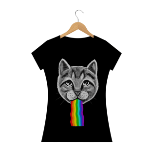 Nome do produtoCamiseta Gatinho Vomitando arco íris