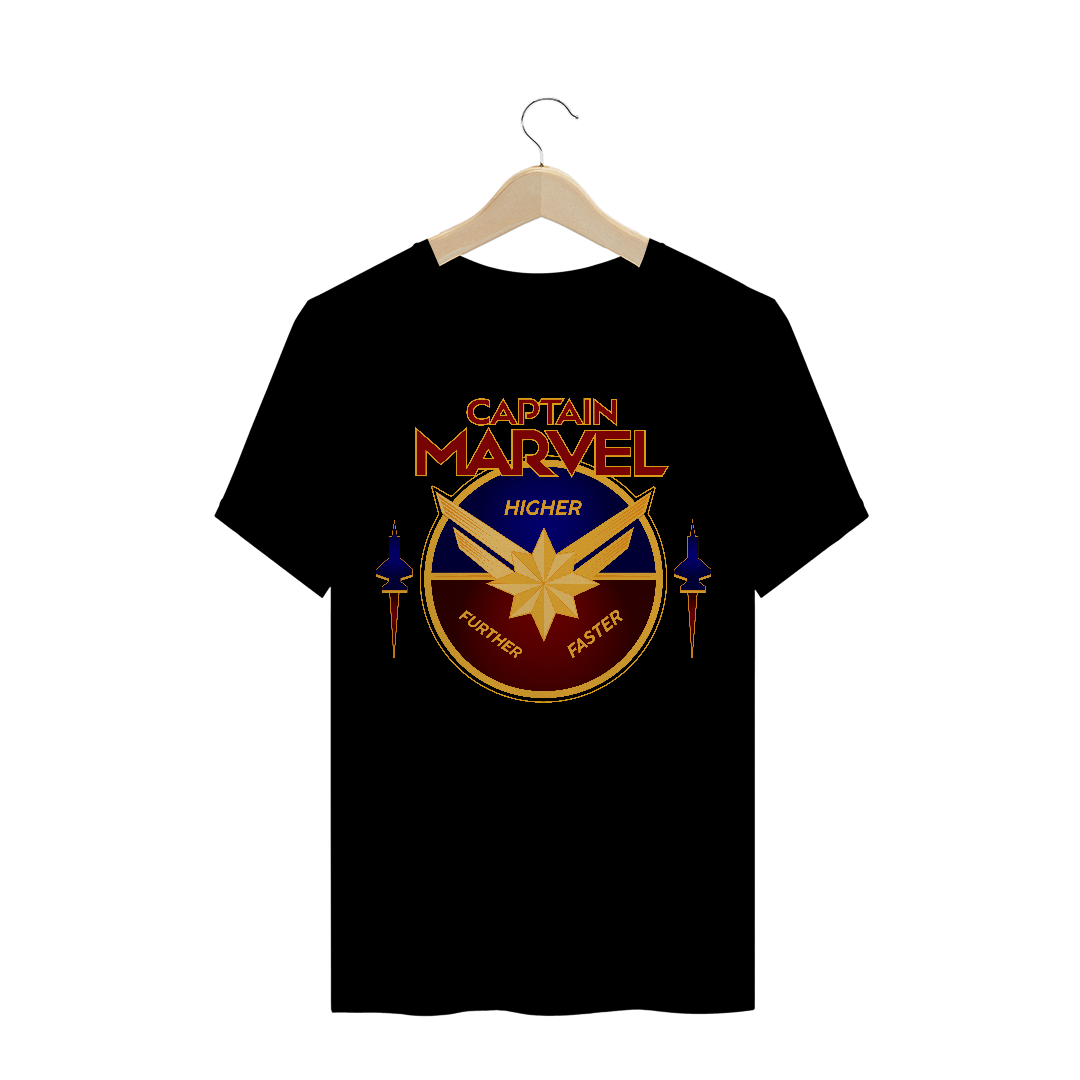 Camiseta Higher, Further and Faster Cap Marvel - Heróis