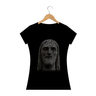 Camiseta Feminina Cristo Redentor rosto em 35 línguas