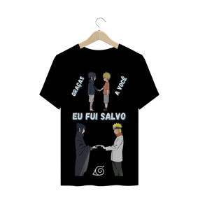 CAMISA NARUTO E SASUKE - EU FUI SALVO (PRETA) Nome do produto  CAMISA NARUTO E SASUKE - EU FUI SALVO (PRETA)