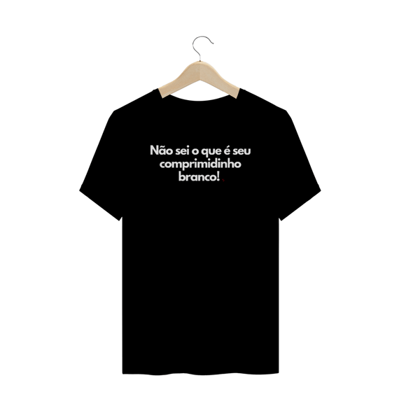 Camiseta Clássica Preta Comprimidinho Branco