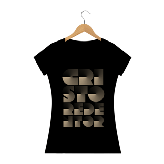 Nome do produto Camiseta Feminina Cristo Redentor radial dourado