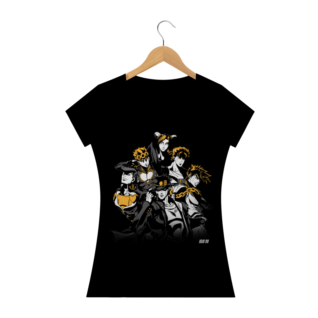 Camiseta Feminina Jonathan, Joseph, Jotaro, Josuke, Giorno e Jolyne (Todos os Joestar) - JoJo's Bizarre Adventure