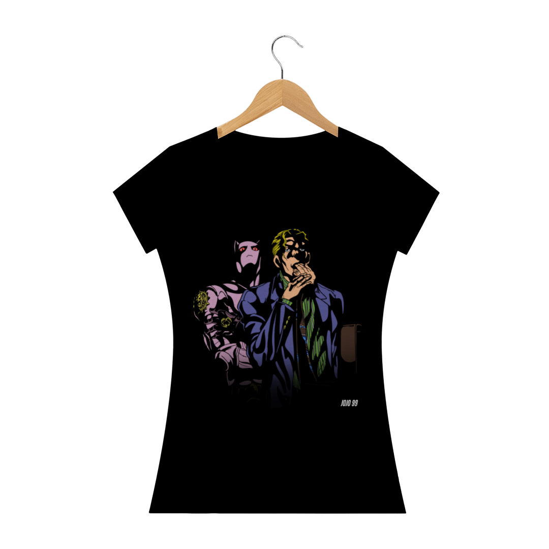 Camiseta Feminina Yoshikage Kira e Killer Queen - JoJo's Bizarre Adventure Part 4: Diamond Is Unbreakable